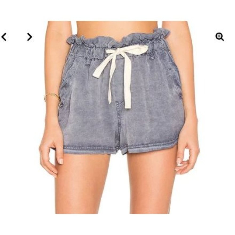 Free People High Waist Wash Out Short Drawstring pockets relaxed‎ fit M GRAY |D2